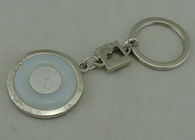 1 1/2 Inch Kẽm hợp kim Khuyến Key Chain Với sứ mảnh chèn, Bạc mạ