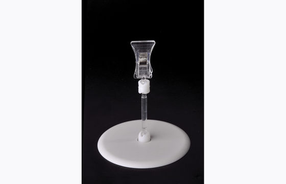 Trong suốt PS Nhựa Giá Tag Chủ Clip, POP Clip với Vòng Cơ Sở 15 * 9 cm