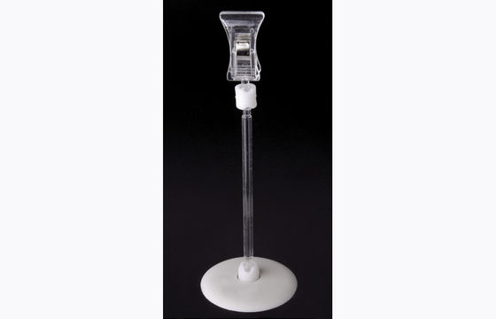 Trong suốt PS Nhựa Giá Tag Chủ Clip, POP Clip với Vòng Cơ Sở 15 * 9 cm