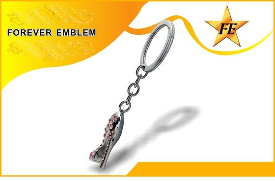 Cao gót giày kim loại khuyến mãi Keychains Bạc Với Rhinestone