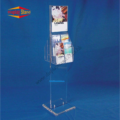 Rõ ràng Acrylic Hiển thị Stand Với Chủ Đăng &amp; Chủ Văn học điều chỉnh