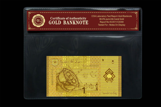 Gorgeous Note Malaysia 1 Ringgit 24k vàng tiền giấy Với Chủ nhựa