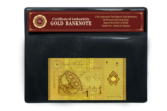 Gorgeous Note Malaysia 1 Ringgit 24k vàng tiền giấy Với Chủ nhựa