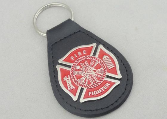Kẽm hợp kim Cá nhân hoá da Keychains / Fire Fighter Da Keychain